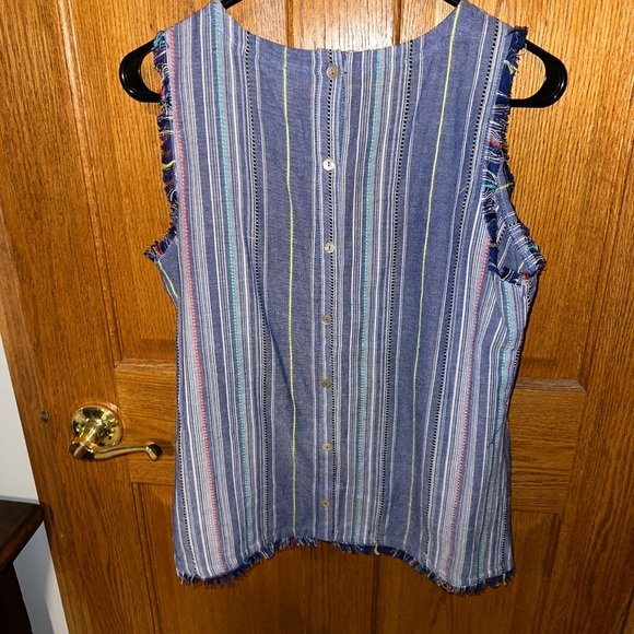 Colorful Chambray Light Multicolor Top w Botton Back Detail - Picture 2 of 3